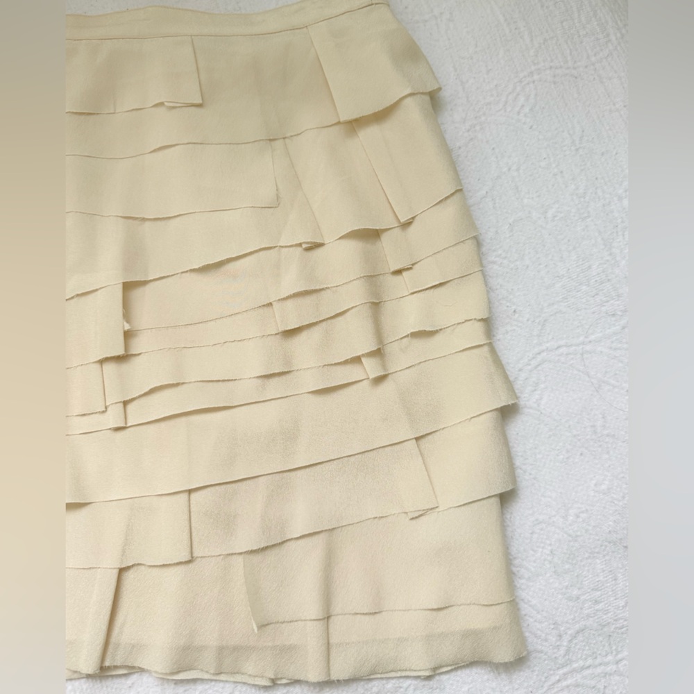 Forever 21 Cream Ruffle Mini Skirt Size L  Y2K Wester Chic Cottagecore Coquette - Picture 7 of 16